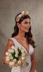 EB822 CİPSOLU LALE GELİN EL BUKETİ